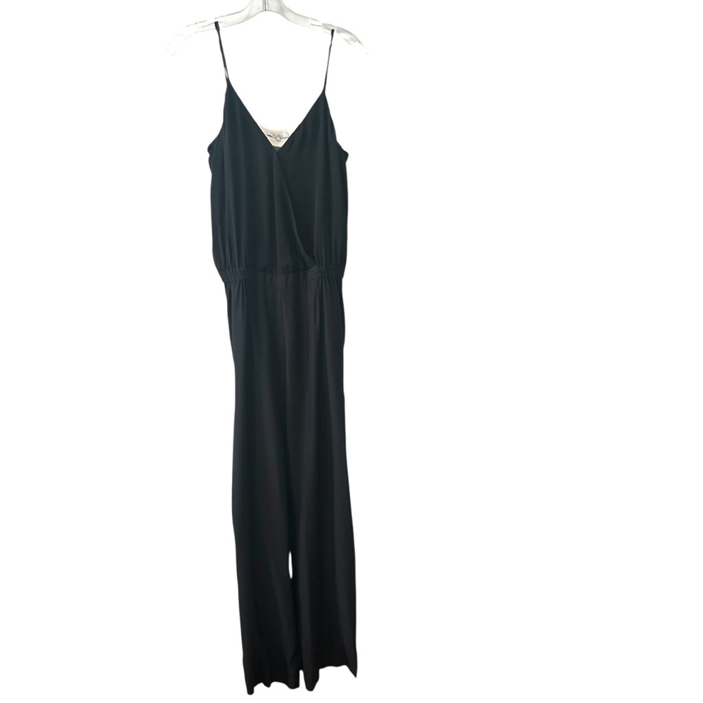 Parker Women's Black 100% Silk Spaghetti Strap Jumpsuit in‎ Size L